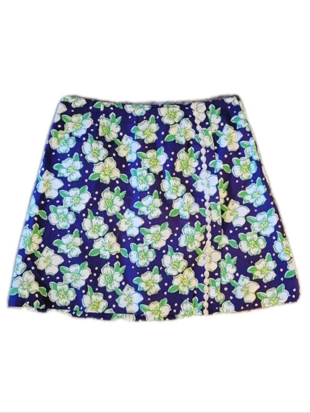 VTG 90's Lilly Pulitzer Faux Wrap Mini Skirt Magnolia Floral Lined Preppy Beach
